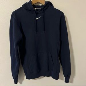 Nike Center Swoosh Hoodie Navy Embroidered Oversized-Medium